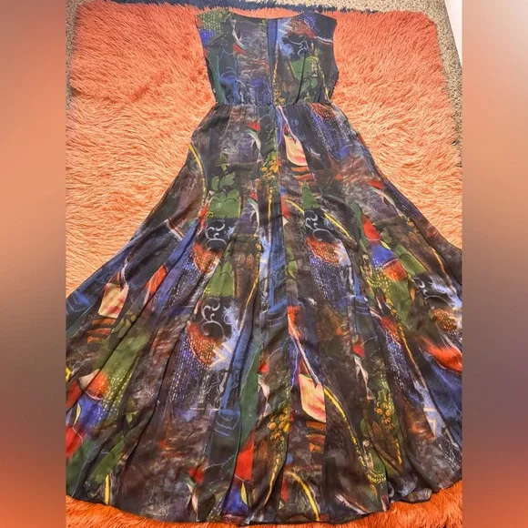 Alice+Olivia A-line Maxi Multicolor Sleeveless Dress. Size M - Picture 2 of 11